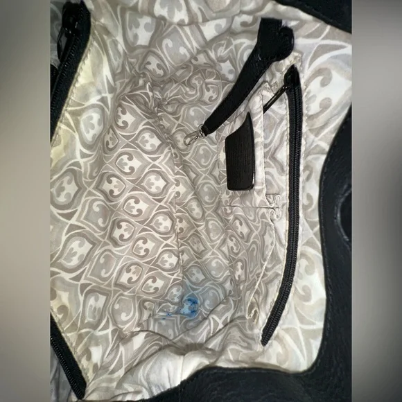 Brighton Black Pebbled Leather and Brown Croc-Embossed Hobo Shoulder Bag - Picture 12 of 16